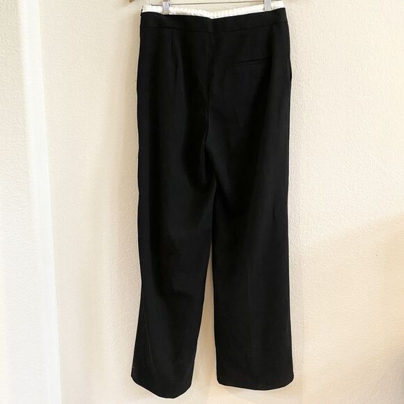 Zara Double Waisted Wide Leg Side Zip Black Drawstring Pants Size Medium - Picture 5 of 12
